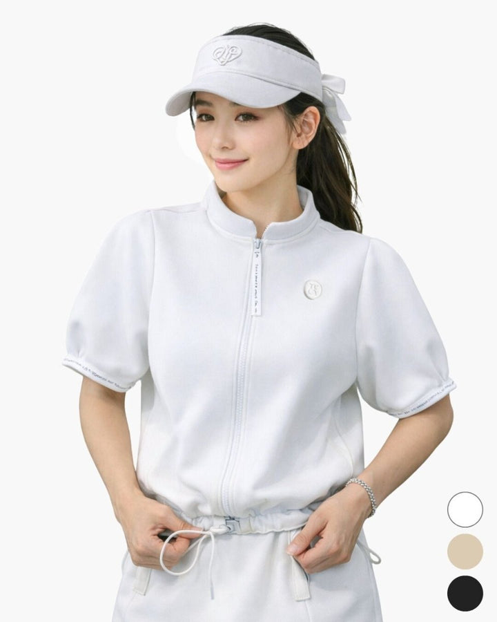 ハーフスリーブ ジップニットトップス　CH1024 - Chamule