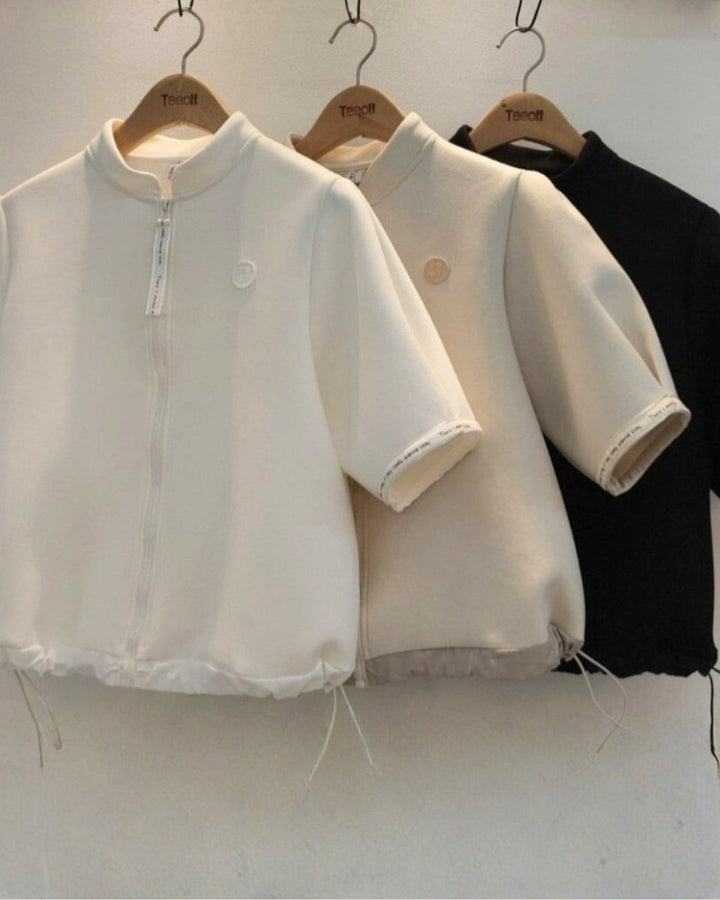 ハーフスリーブ ジップニットトップス　CH1024 - Chamule