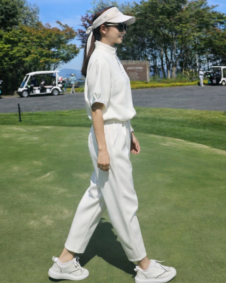 ハーフスリーブ ジップニットトップス　CH1024 - Chamule