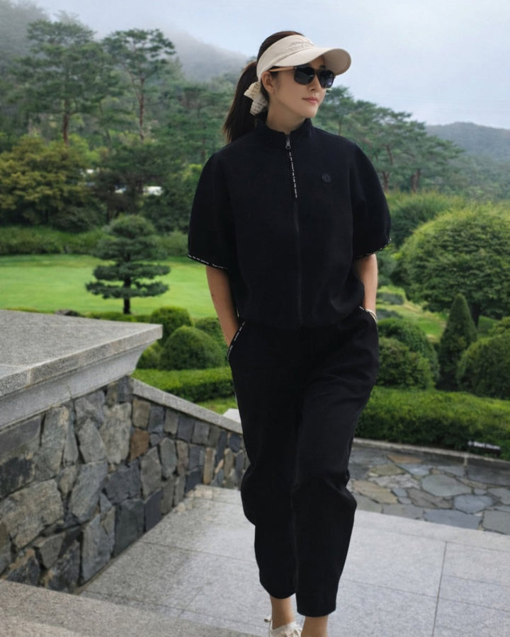 ハーフスリーブ ジップニットトップス　CH1024 - Chamule