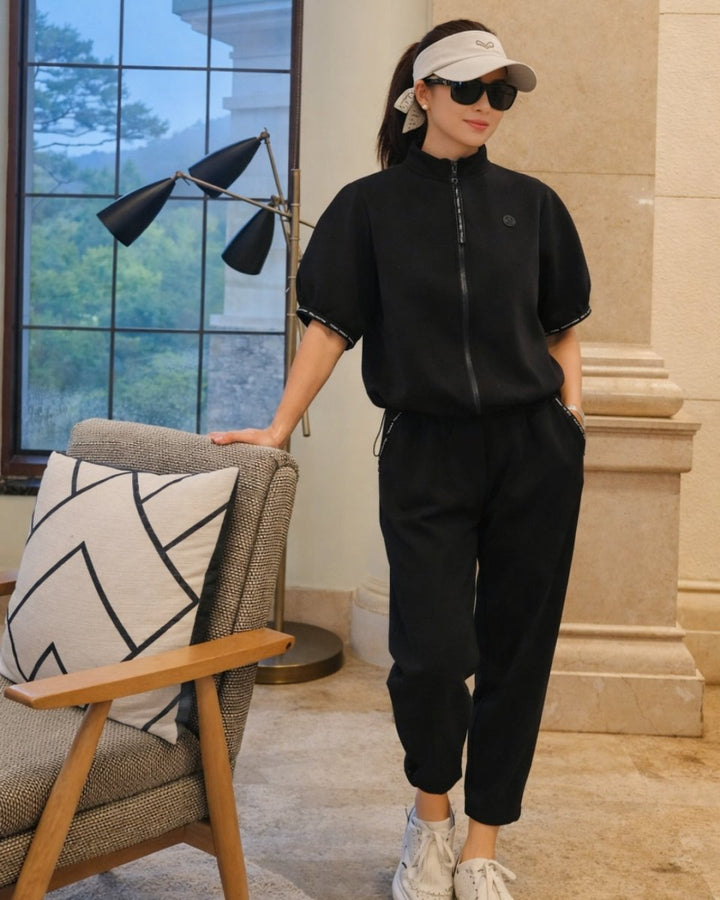 ハーフスリーブ ジップニットトップス　CH1024 - Chamule