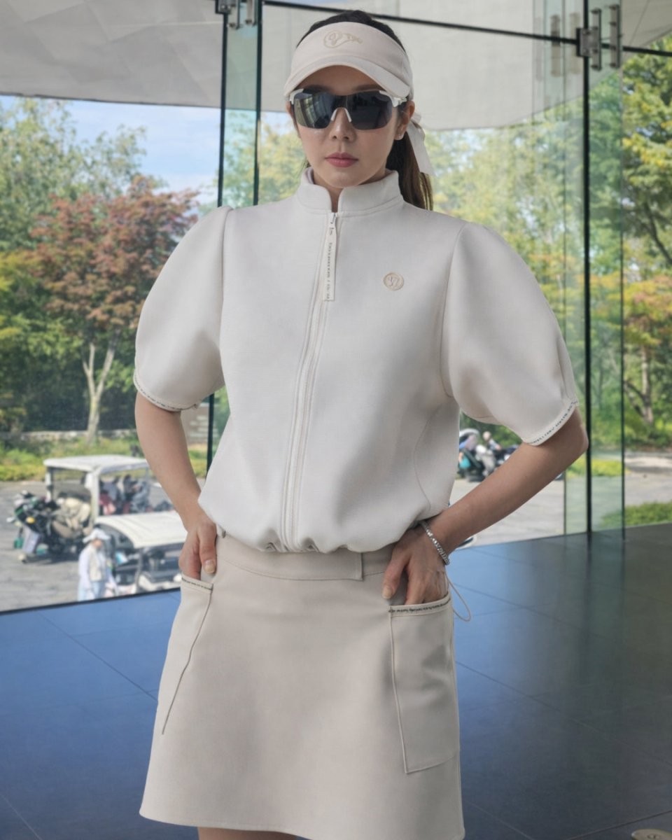 ハーフスリーブ ジップニットトップス　CH1024 - Chamule