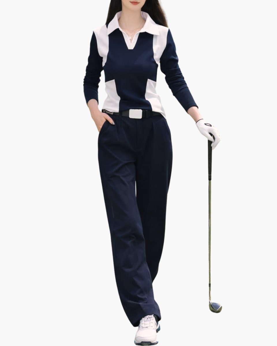 バイカラーデザイン セットアップ（トップス＆ワイドパンツ）CH1030 - Chamule