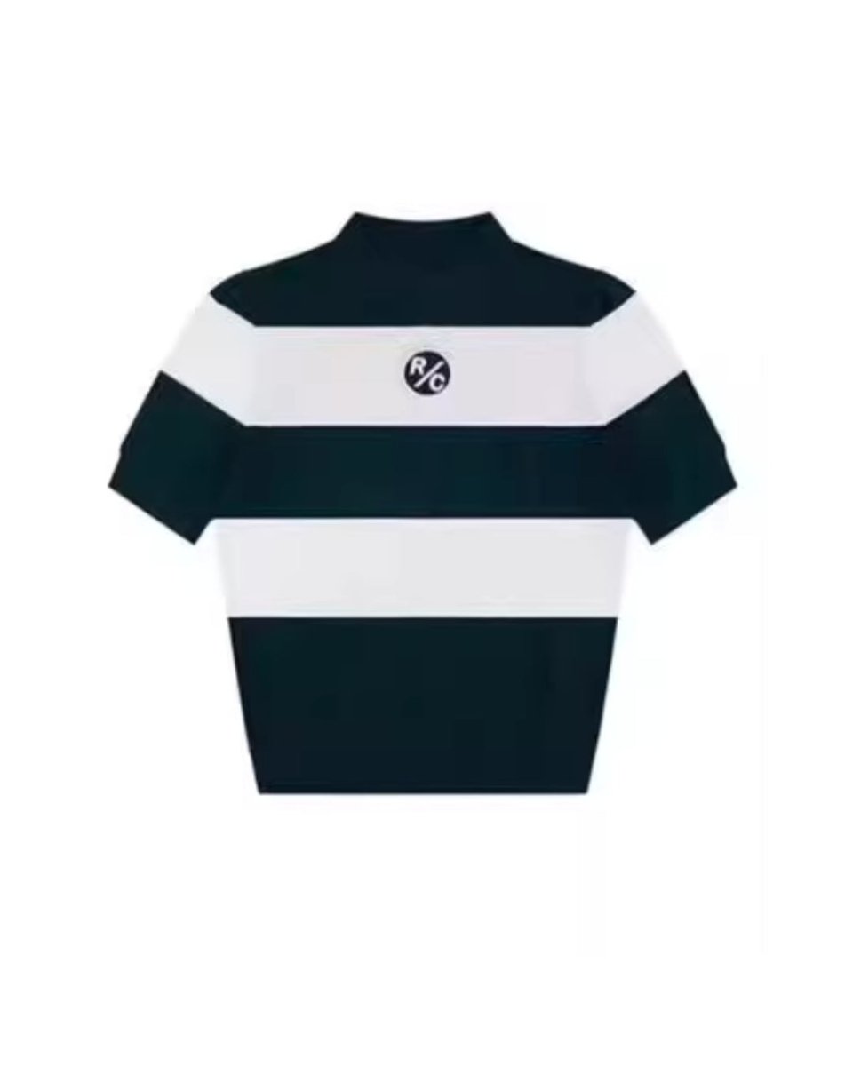 ボーダーモックネック半袖トップス　CH1034 - Chamule