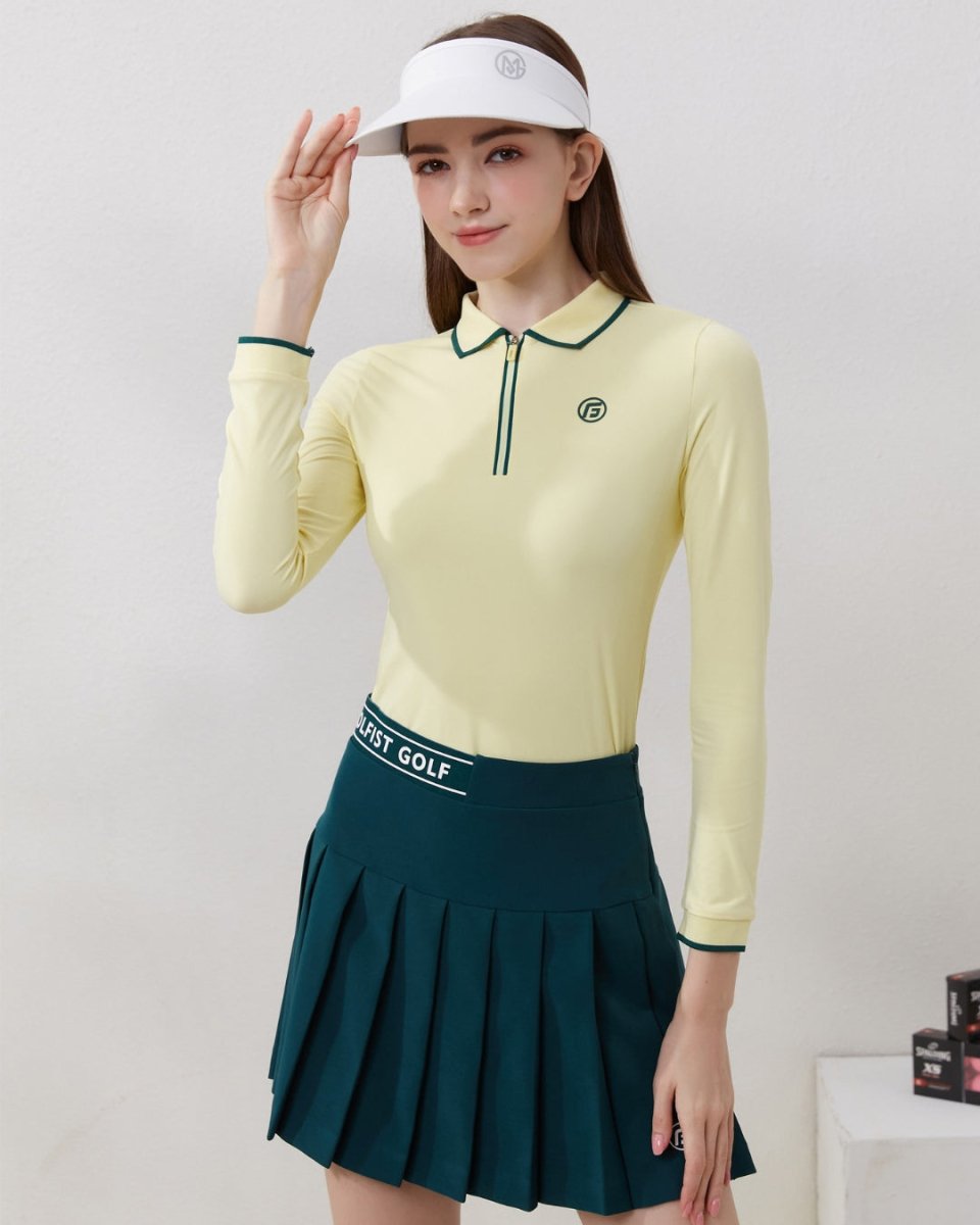 長袖ハーフジップトップス＆プリーツスカート ゴルフウェア【上下別売り・セットアップ可能】CH1035 - Chamule