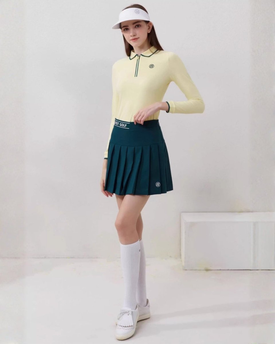 長袖ハーフジップトップス＆プリーツスカート ゴルフウェア【上下別売り・セットアップ可能】CH1035 - Chamule