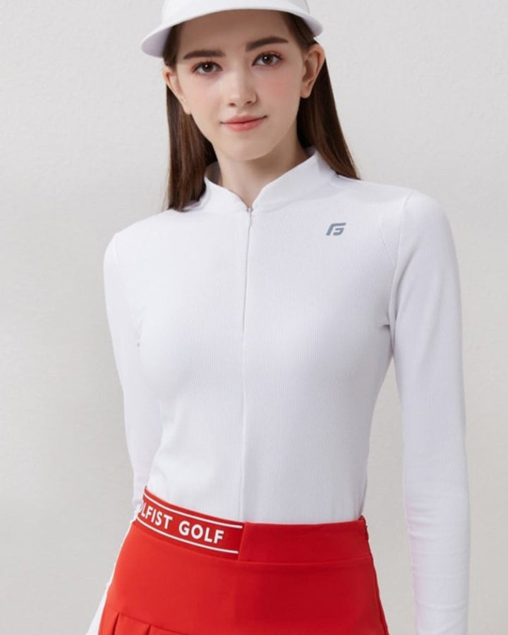 長袖ハーフジップトップス＆プリーツスカート ゴルフウェア【上下別売り・セットアップ可能】CH1035 - Chamule