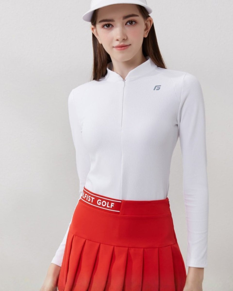 長袖ハーフジップトップス＆プリーツスカート ゴルフウェア【上下別売り・セットアップ可能】CH1035 - Chamule