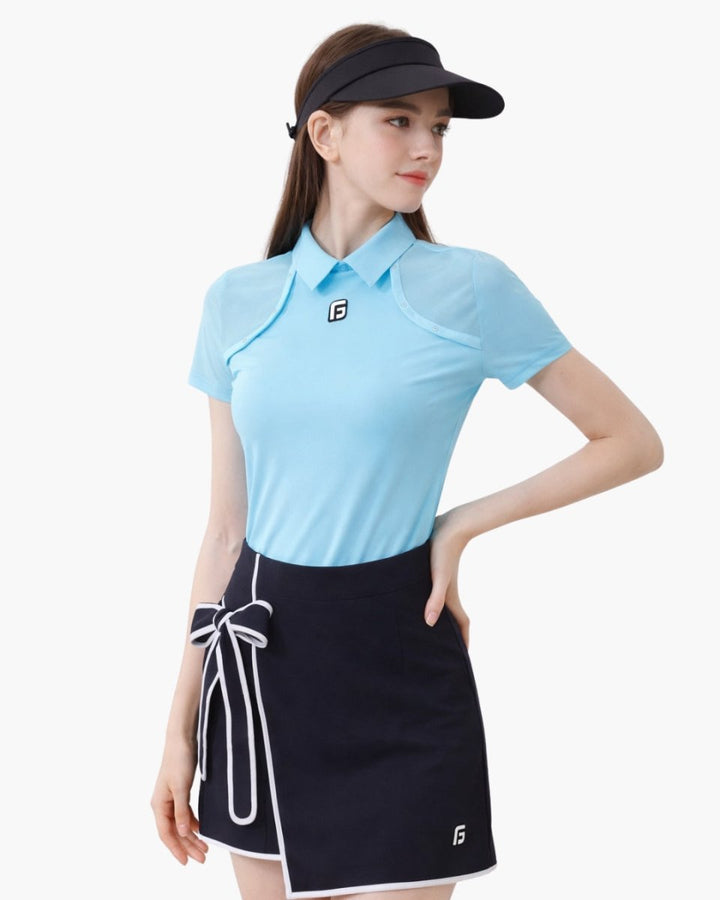 スリムフィット半袖トップス＆リボンラップスカート【セットアップ可】　CH1038 - Chamule