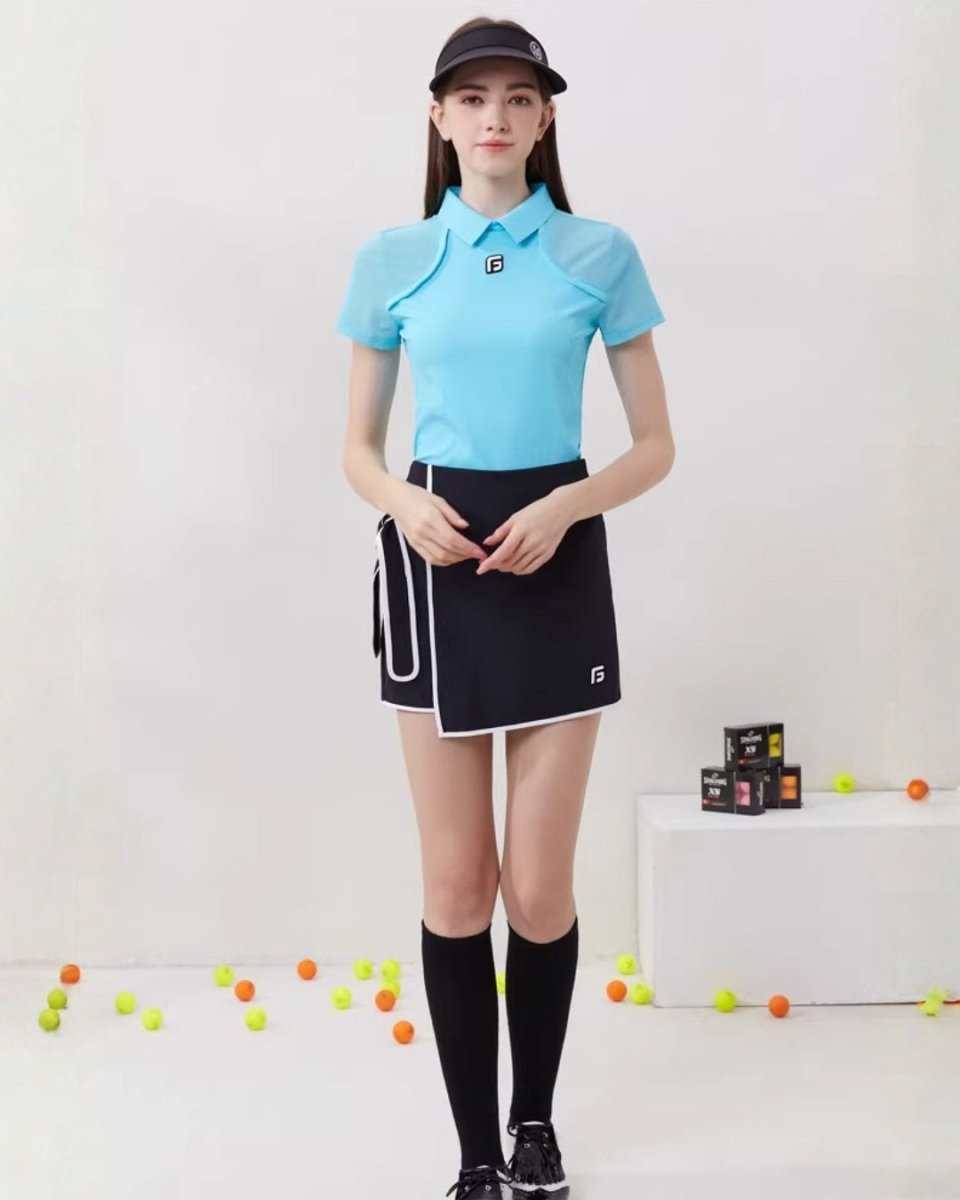 スリムフィット半袖トップス＆リボンラップスカート【セットアップ可】　CH1038 - Chamule