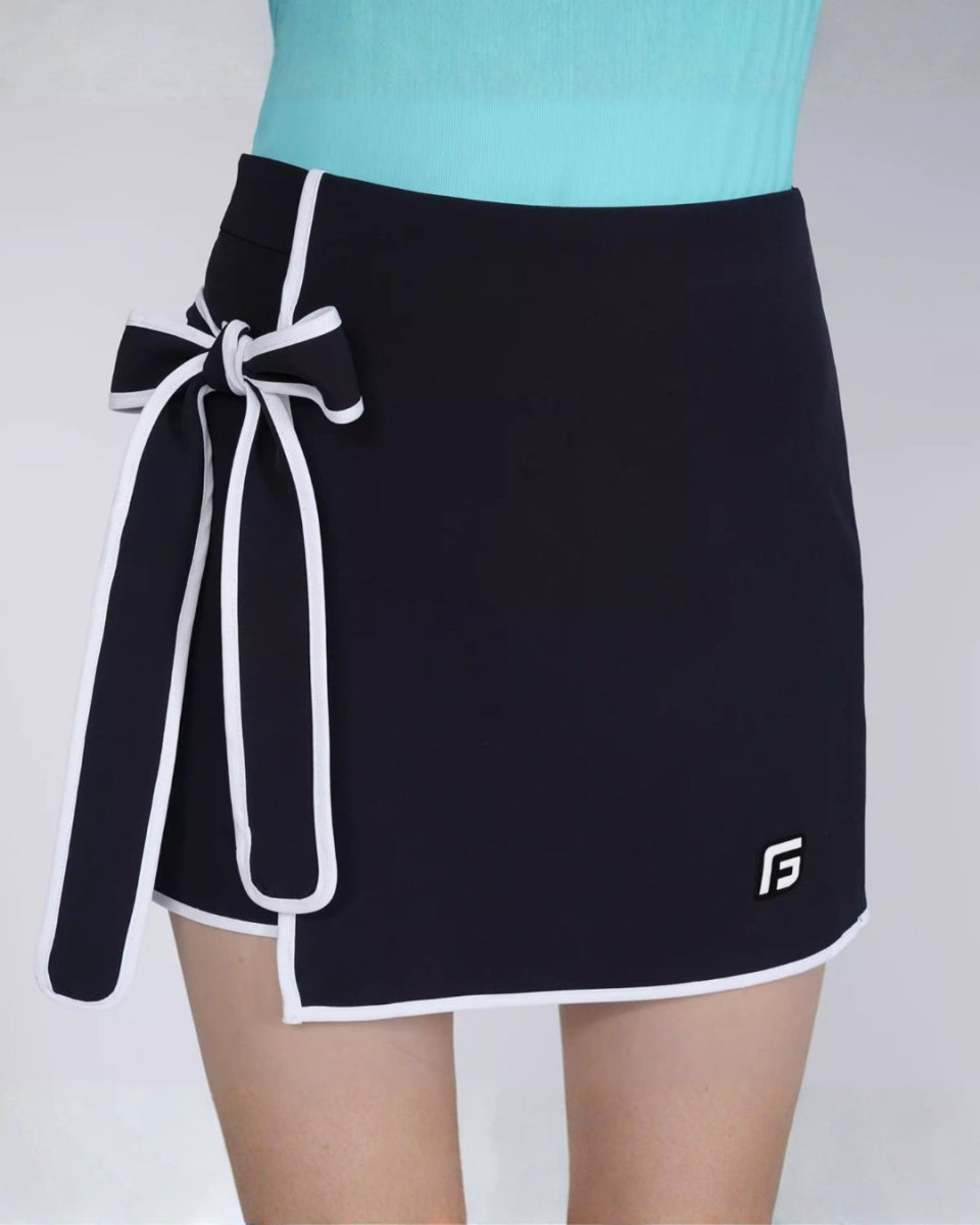 スリムフィット半袖トップス＆リボンラップスカート【セットアップ可】　CH1038 - Chamule