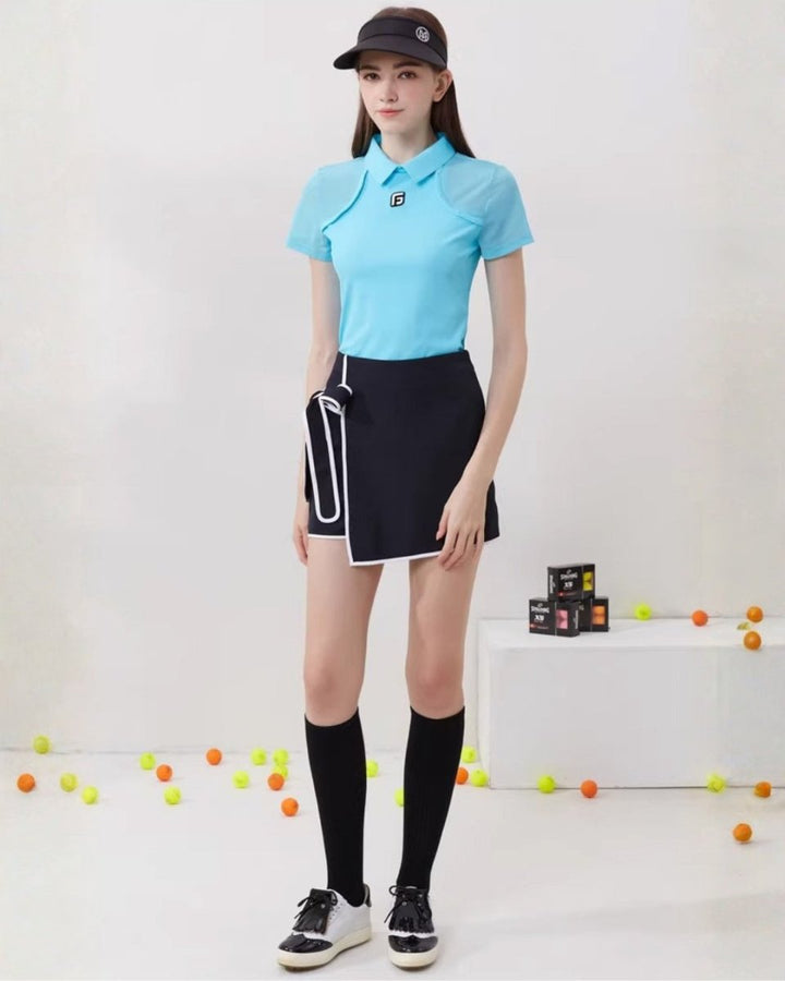 スリムフィット半袖トップス＆リボンラップスカート【セットアップ可】　CH1038 - Chamule