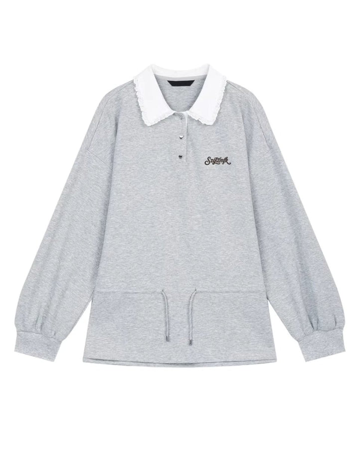 レース襟ドローストリングスウェットトップス　CH1041 - Chamule