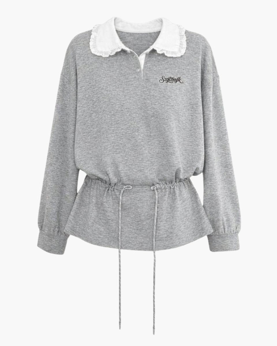 レース襟ドローストリングスウェットトップス　CH1041 - Chamule