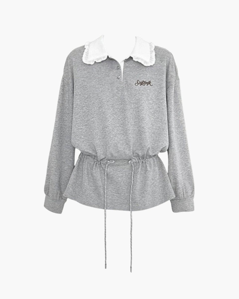 レース襟ドローストリングスウェットトップス　CH1041 - Chamule