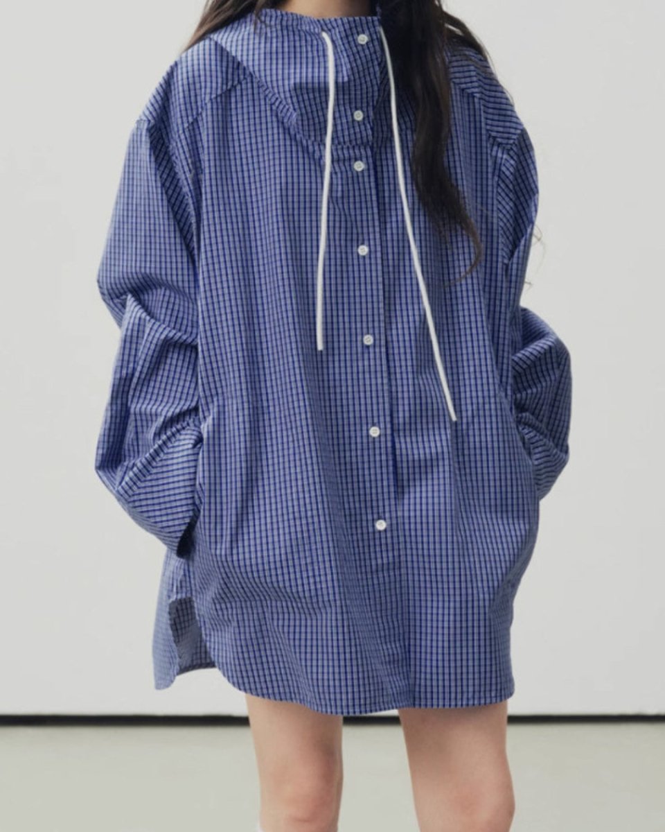 フード付きオーバーサイズチェックシャツ　CH1042 - Chamule