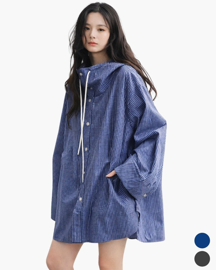 フード付きオーバーサイズチェックシャツ　CH1042 - Chamule