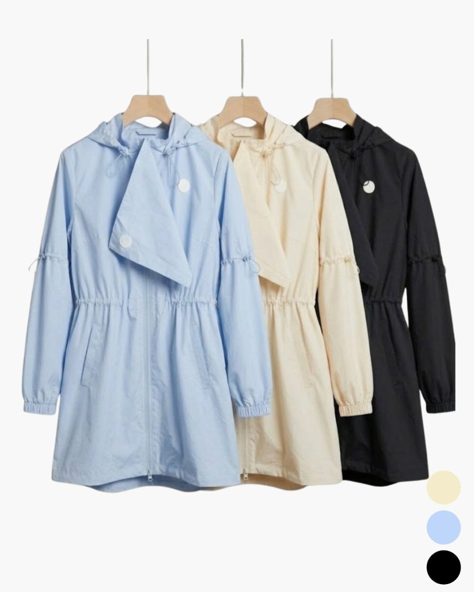 フード付きウエストドローストリングレインコート CH1045 - Chamule