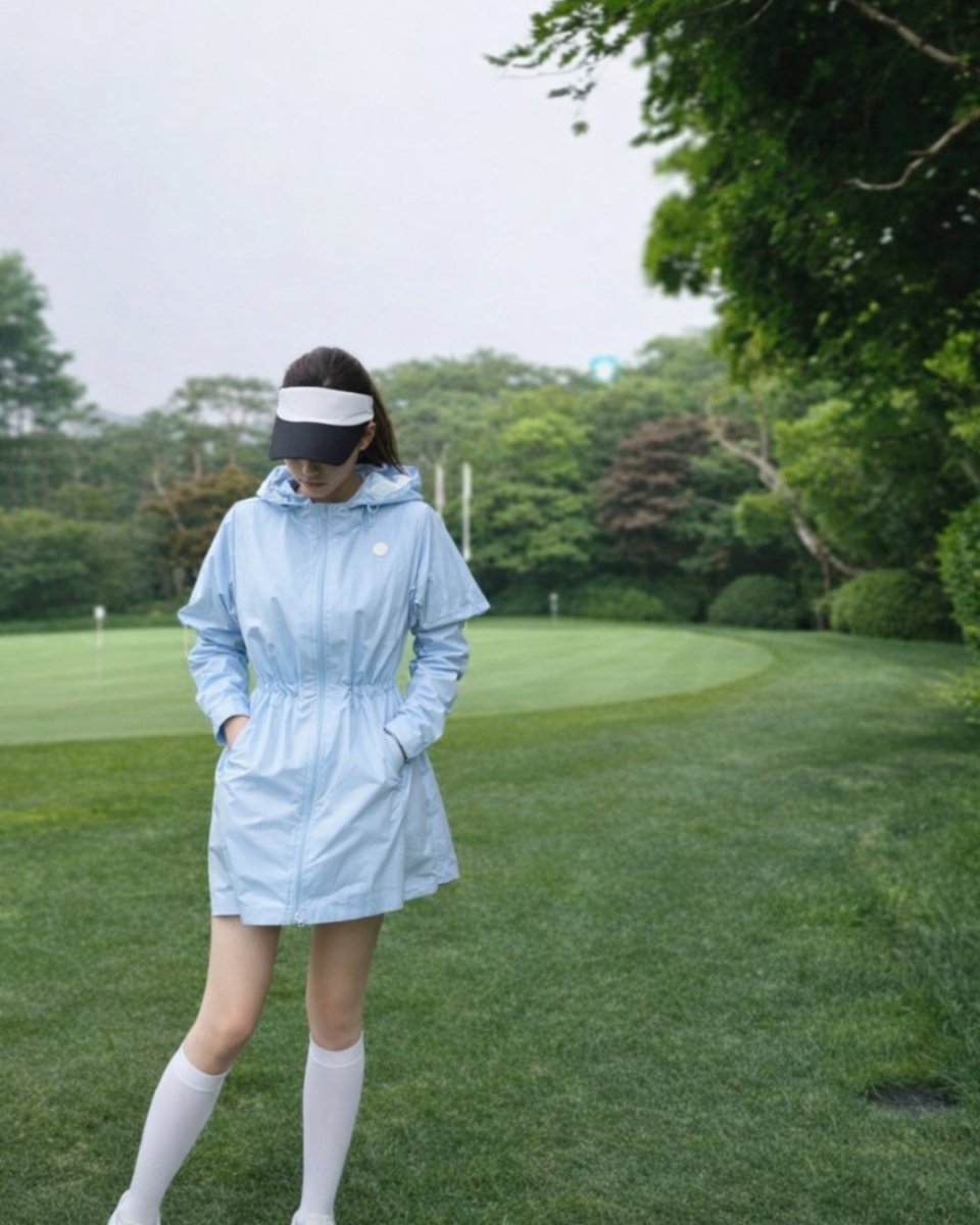 フード付きウエストドローストリングレインコート CH1045 - Chamule