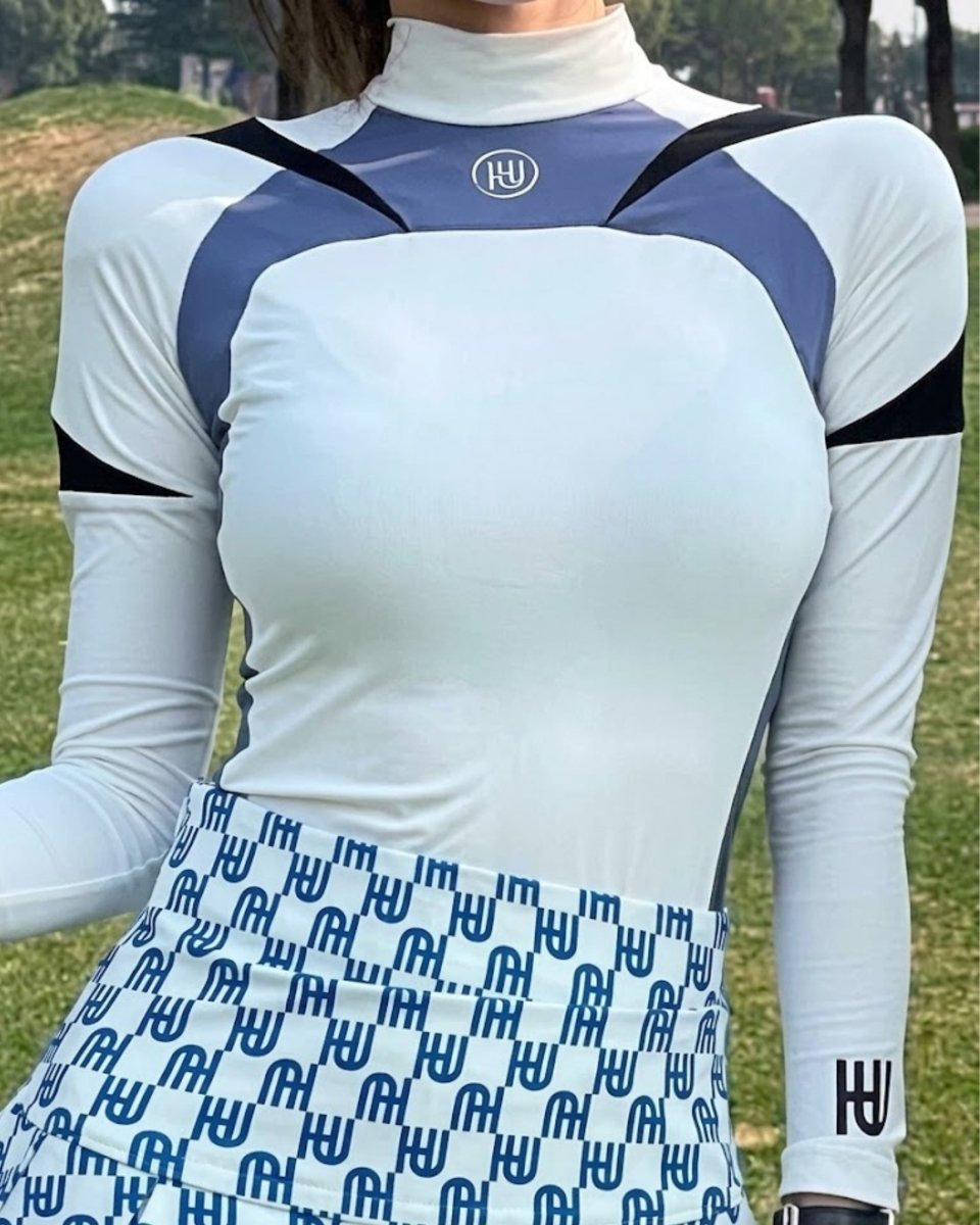 バイカラー切替トップス＆総柄フレアスカート ゴルフセットアップ【上下別売り】　CH1051 - Chamule