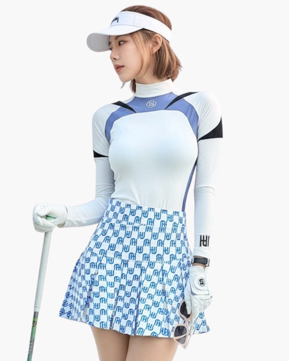 バイカラー切替トップス＆総柄フレアスカート ゴルフセットアップ【上下別売り】　CH1051 - Chamule