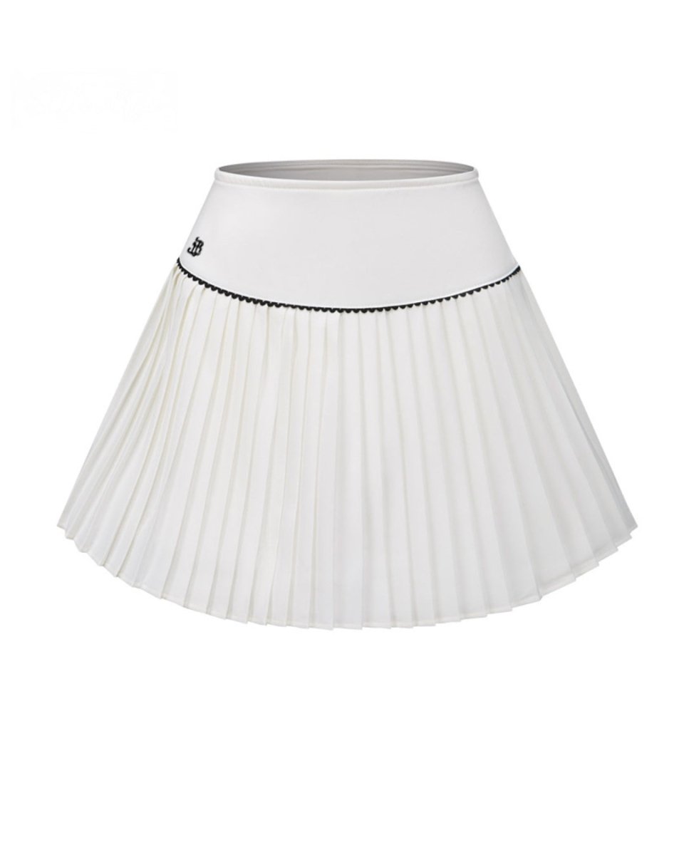 バイカラーノースリーブトップス＆プリーツスカート ゴルフセットアップ　CH1053 - Chamule