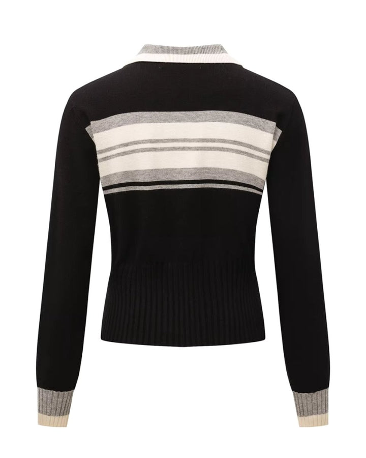 配色ジップニットカーディガン　CH1059 - Chamule