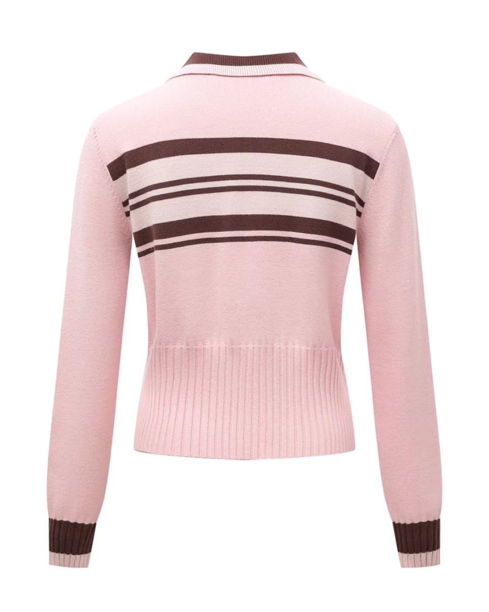 配色ジップニットカーディガン　CH1059 - Chamule