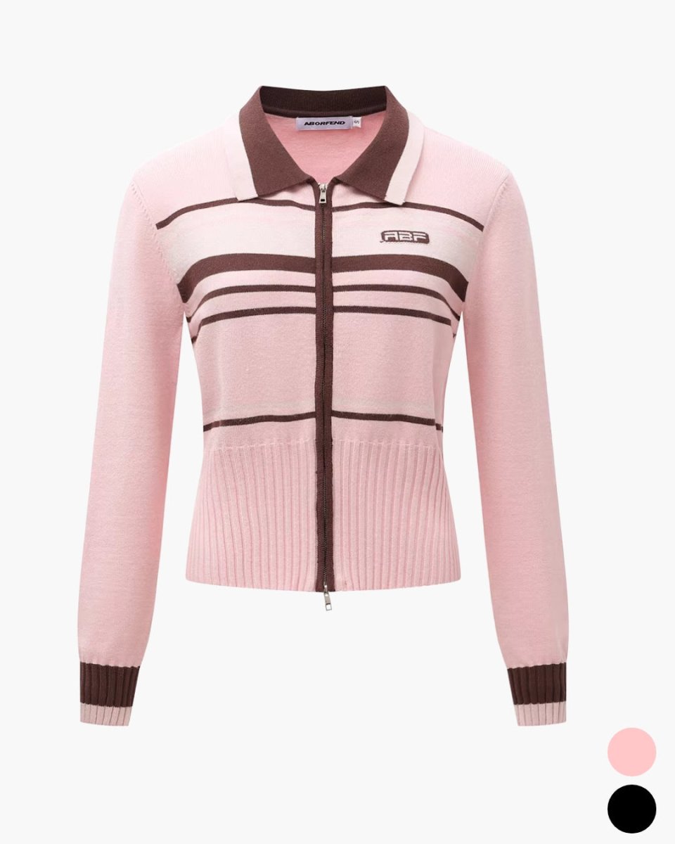 配色ジップニットカーディガン　CH1059 - Chamule