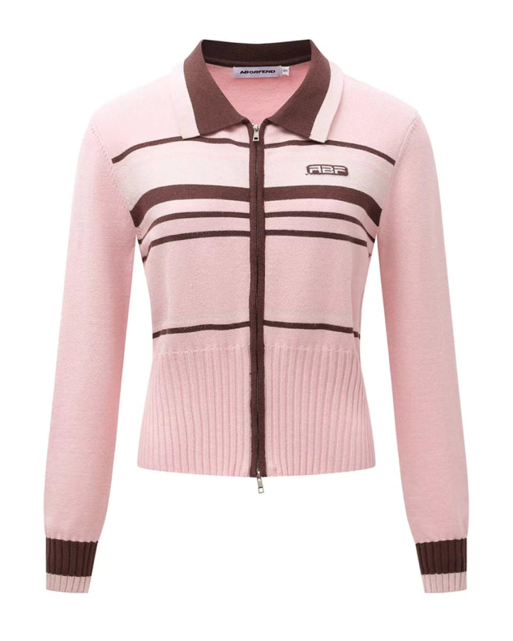 配色ジップニットカーディガン　CH1059 - Chamule