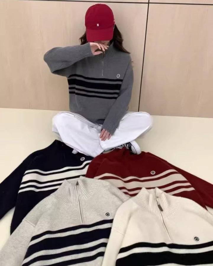 ライン配色ニットトップス　CH1060 - Chamule