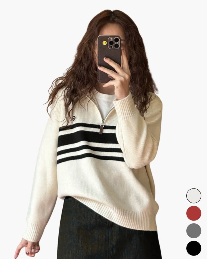 ライン配色ニットトップス　CH1060 - Chamule