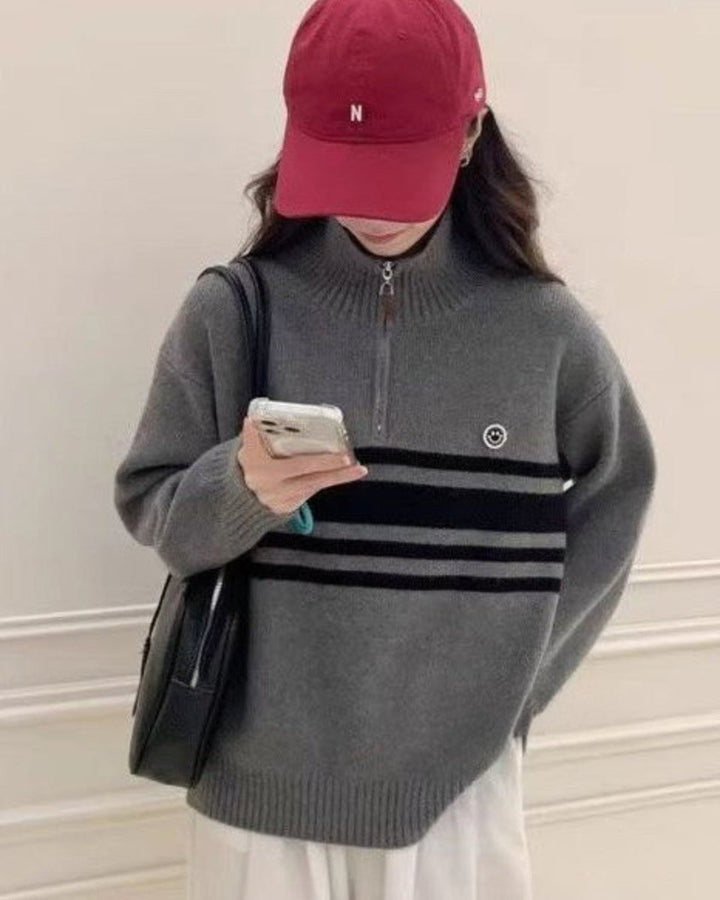 ライン配色ニットトップス　CH1060 - Chamule