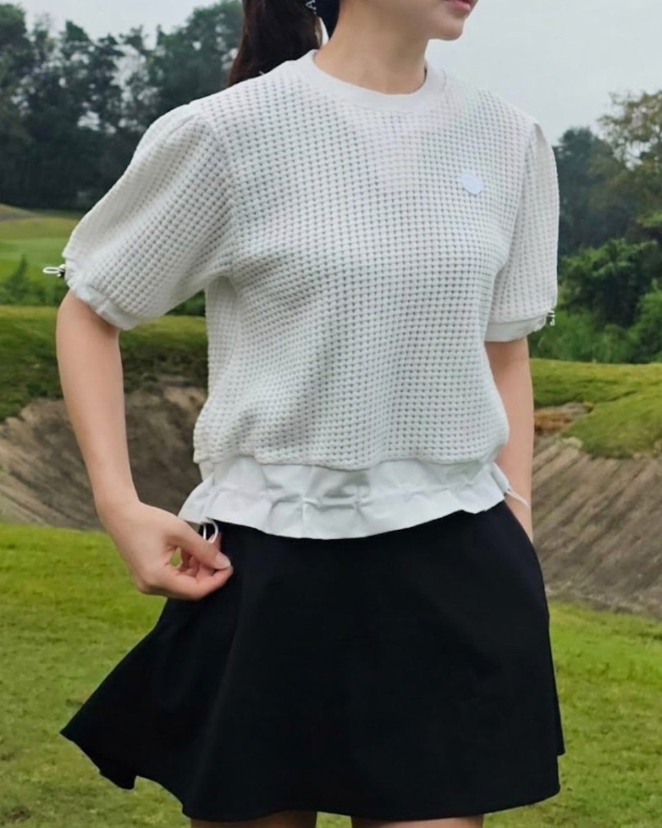 ワッフルニット半袖ゴルフトップス　CH1065 - Chamule