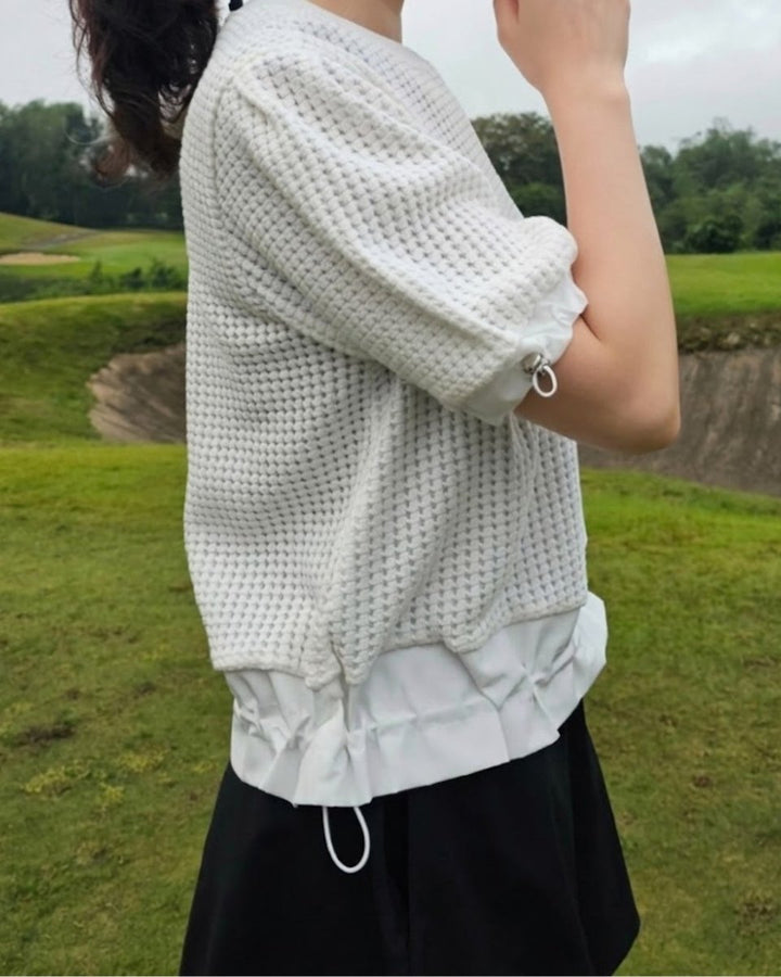 ワッフルニット半袖ゴルフトップス　CH1065 - Chamule