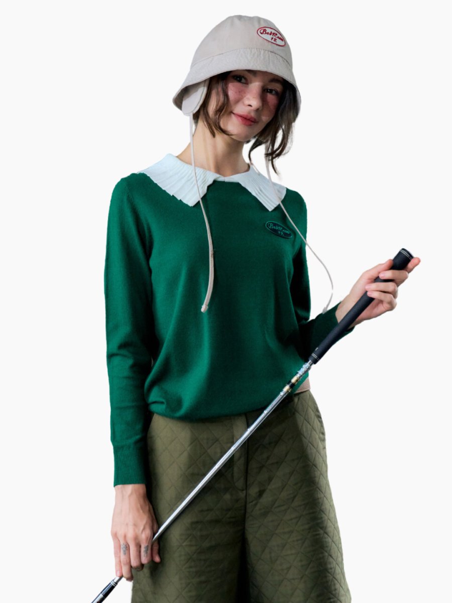 Green pleated knit CH758