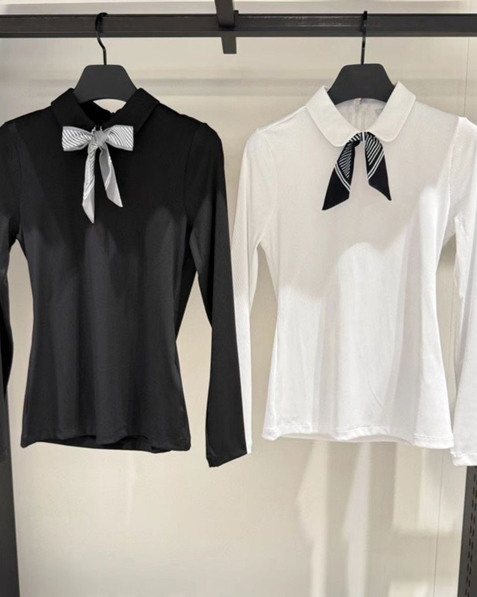 襟リボン付き長袖トップス　CH765 - Chamule