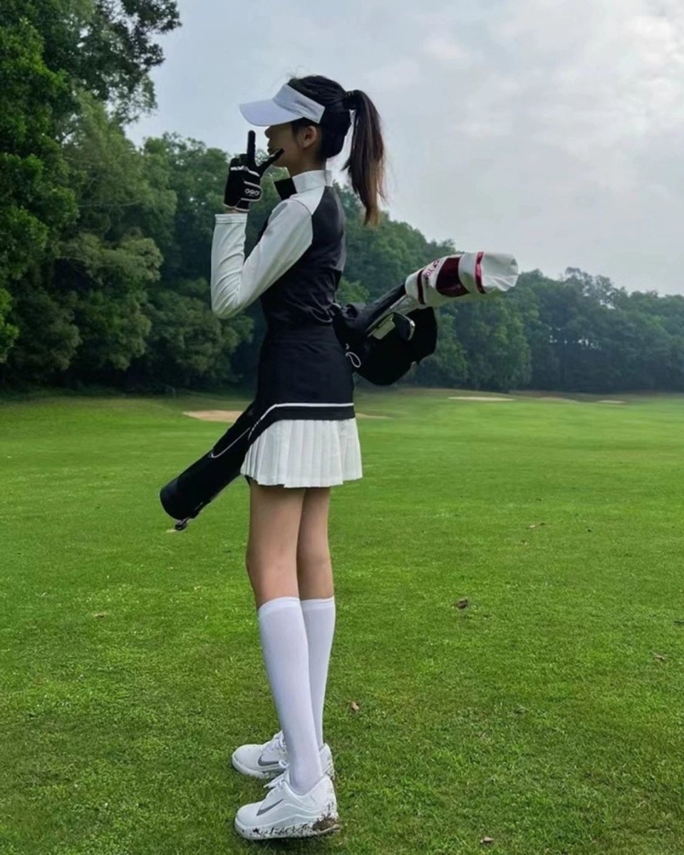 ハーフジップ＋プリーツ切替スカート セットアップ　　CH782 - Chamule