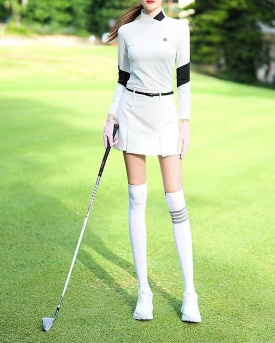 モノトーン長袖トップス＋タック入りスカート セットアップ　CH786 - Chamule