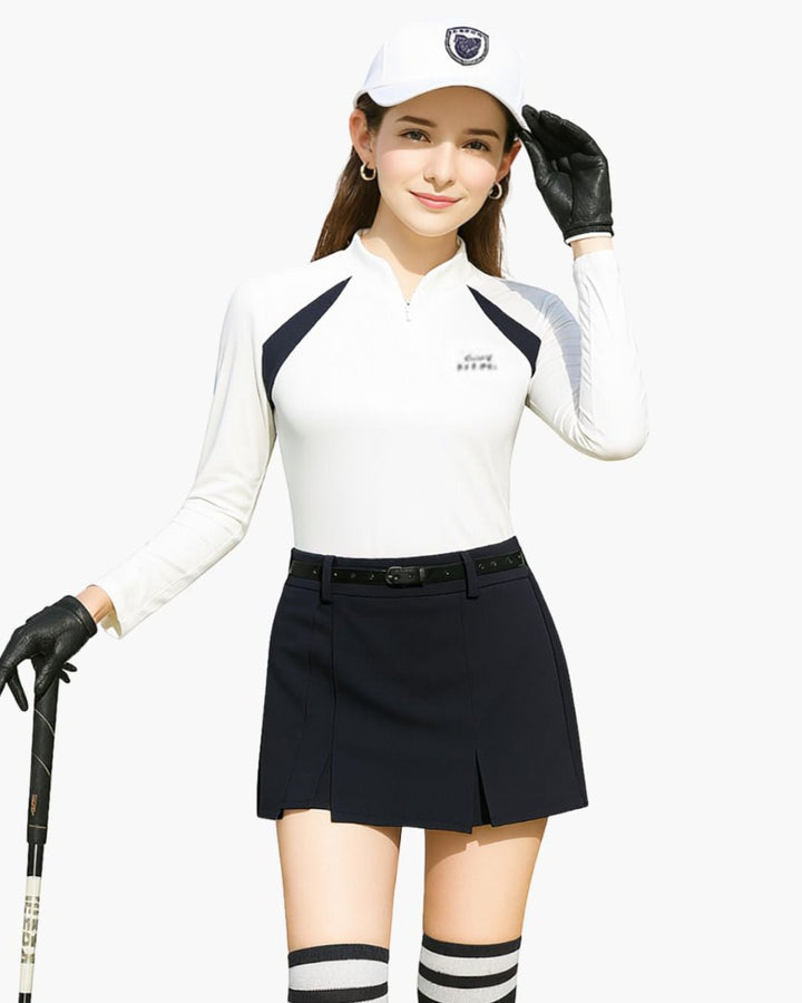 モノトーン長袖トップス＋タック入りスカート セットアップ　CH786 - Chamule