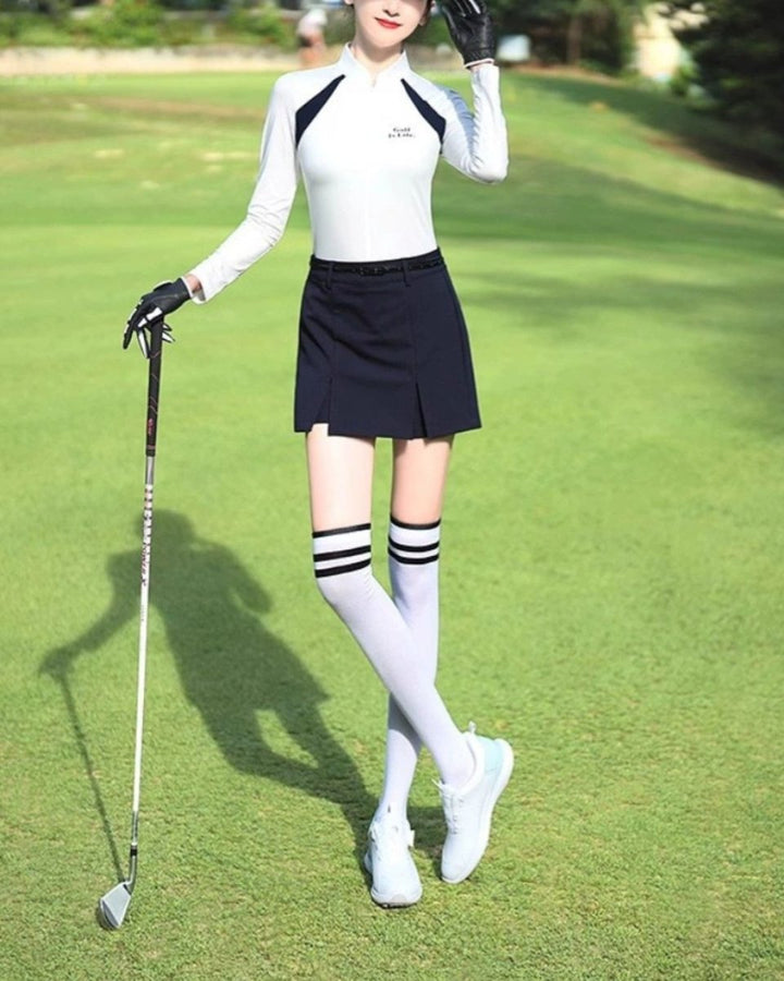 モノトーン長袖トップス＋タック入りスカート セットアップ　CH786 - Chamule