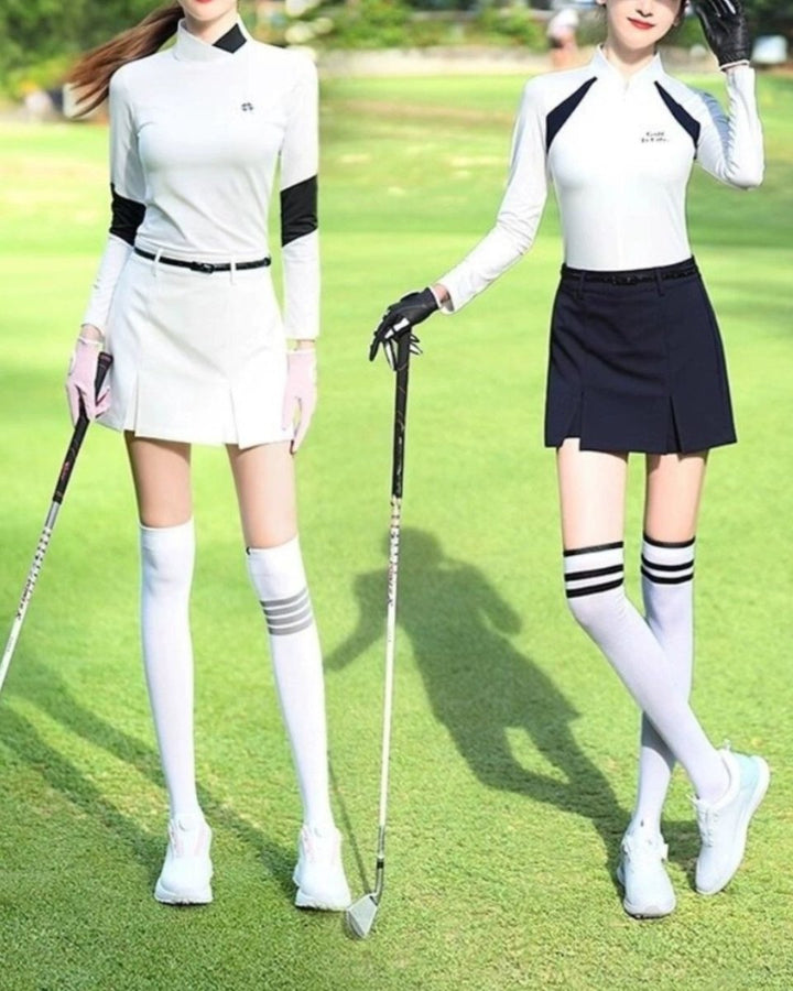 モノトーン長袖トップス＋タック入りスカート セットアップ　CH786 - Chamule