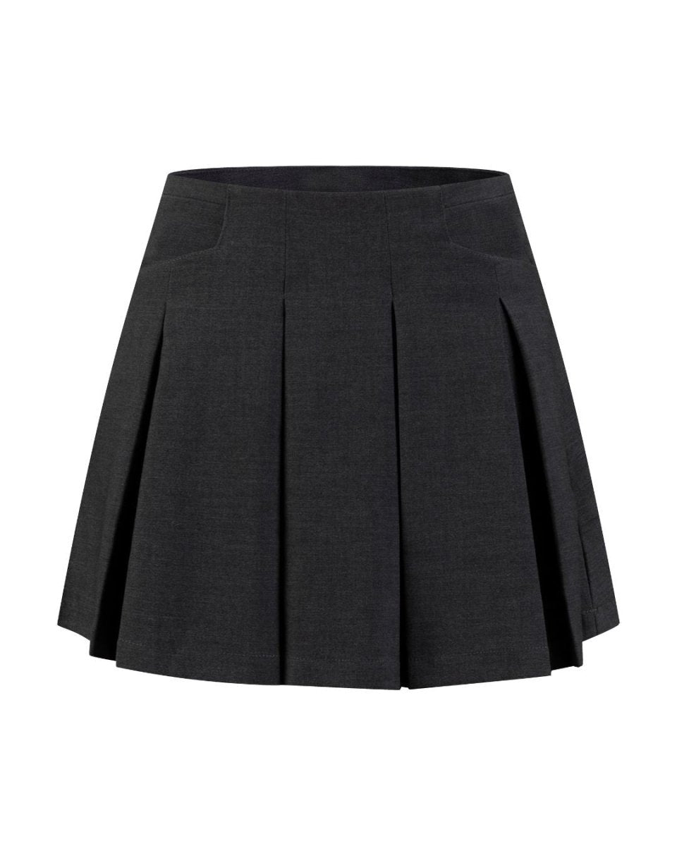 配色スタンドカラーリブトップス+プリーツスカート セットアップ　CH787 - Chamule