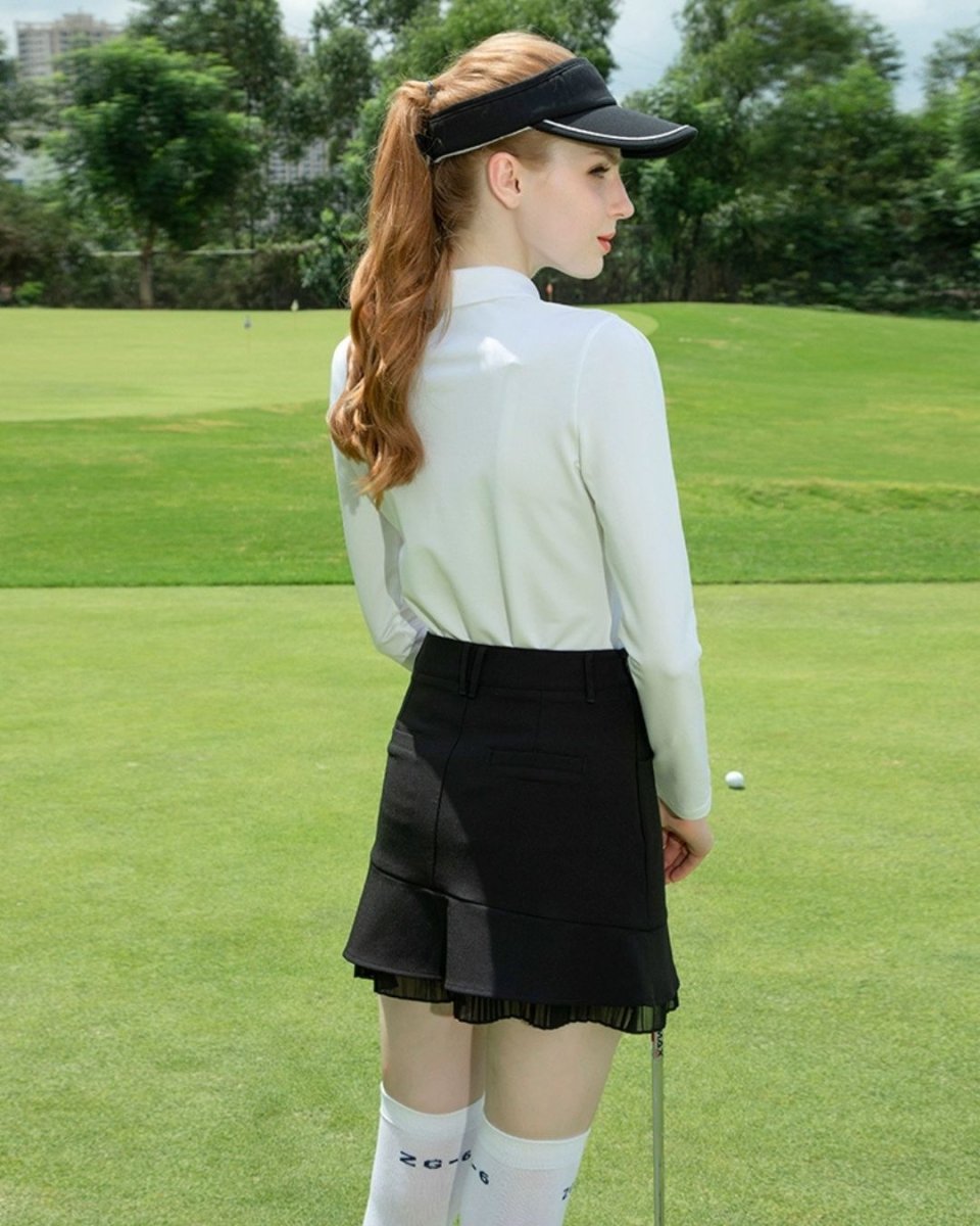 シャツ襟長袖トップス＋フリルスカート セットアップ　CH788 - Chamule