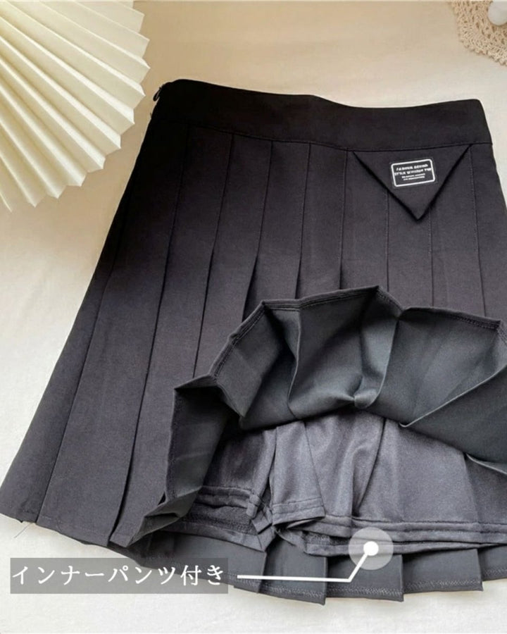 ハイウエストプリーツスカート インナーパンツ付き　CH790 - Chamule