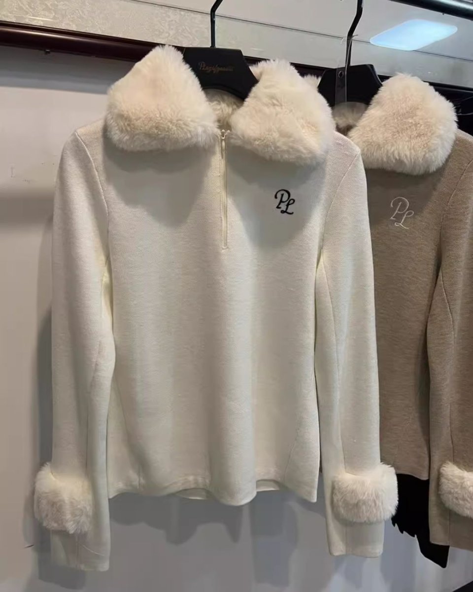 ハーフジップ フェイクファー襟付きトップス　CH792 - Chamule