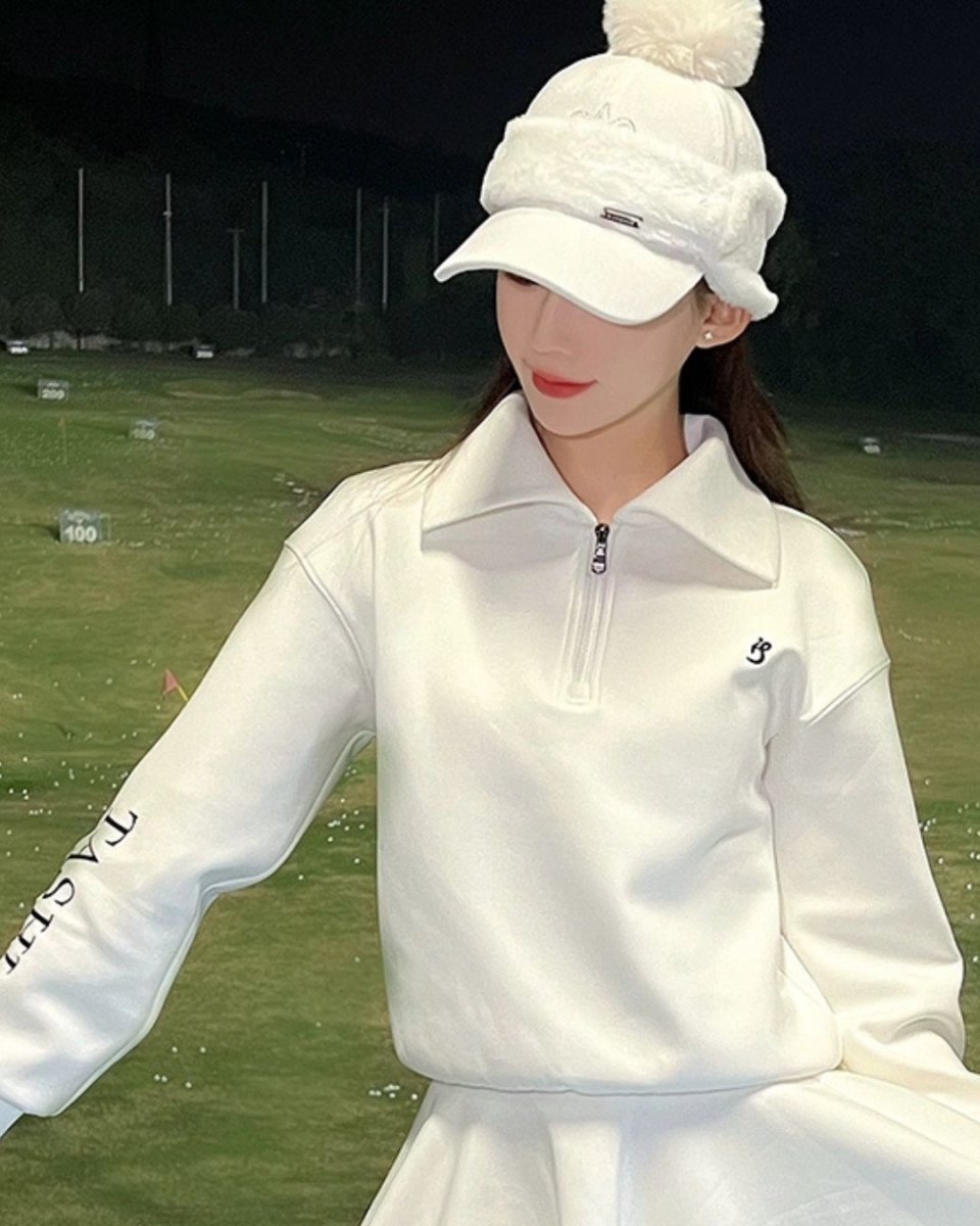 ハーフジップトップス フレアスカート　セットアップ CH794 - Chamule