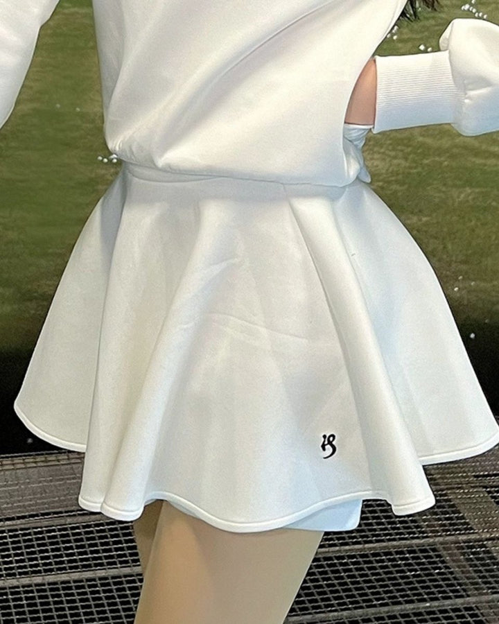 ハーフジップトップス フレアスカート　セットアップ CH794 - Chamule