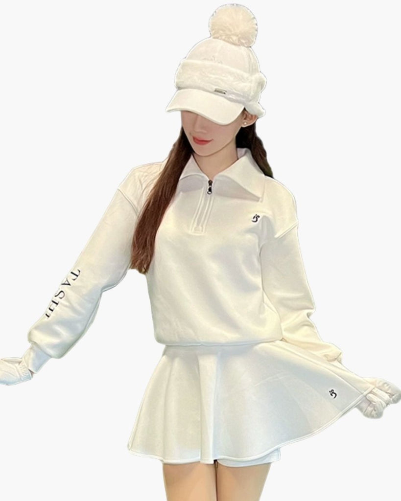 ハーフジップトップス フレアスカート セットアップ CH794 - Chamule