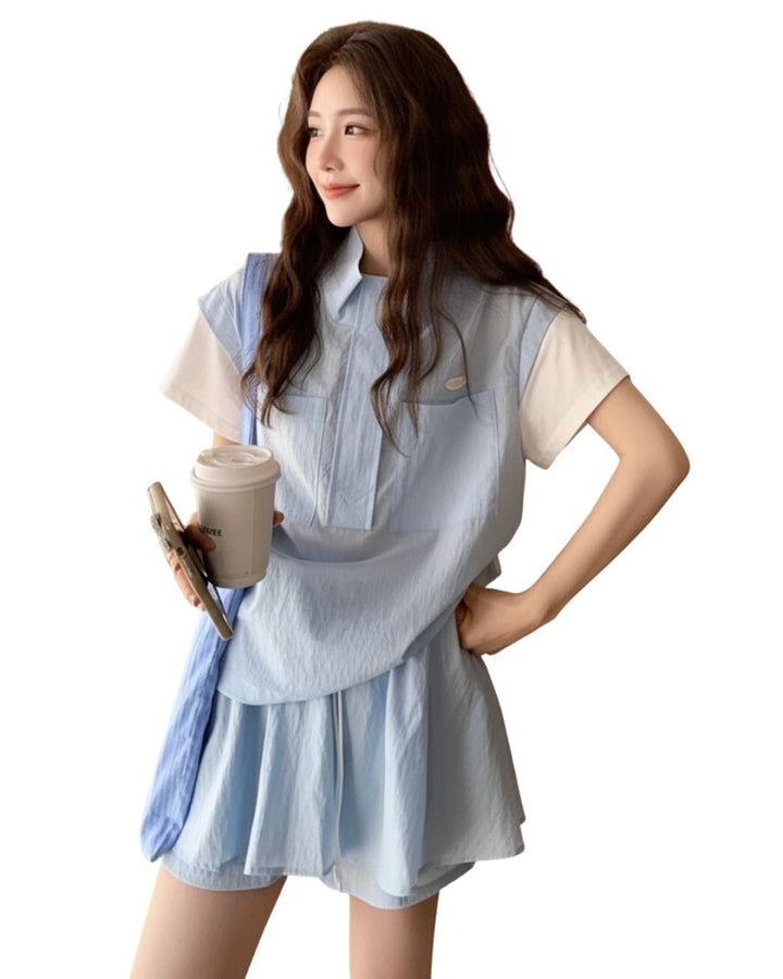 ハーフジップトップス キュロットセットアップ　CH796 - Chamule